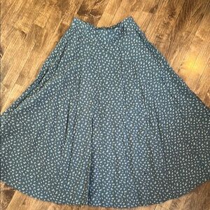 Madewell - muted teal small floral midi skirt, size 4